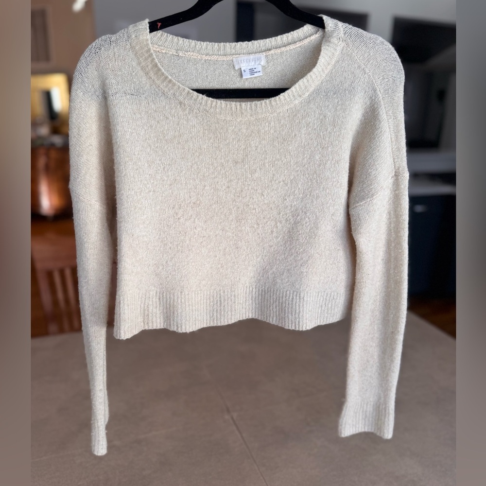 Cooperative Cream Cropped Crewneck Sweater